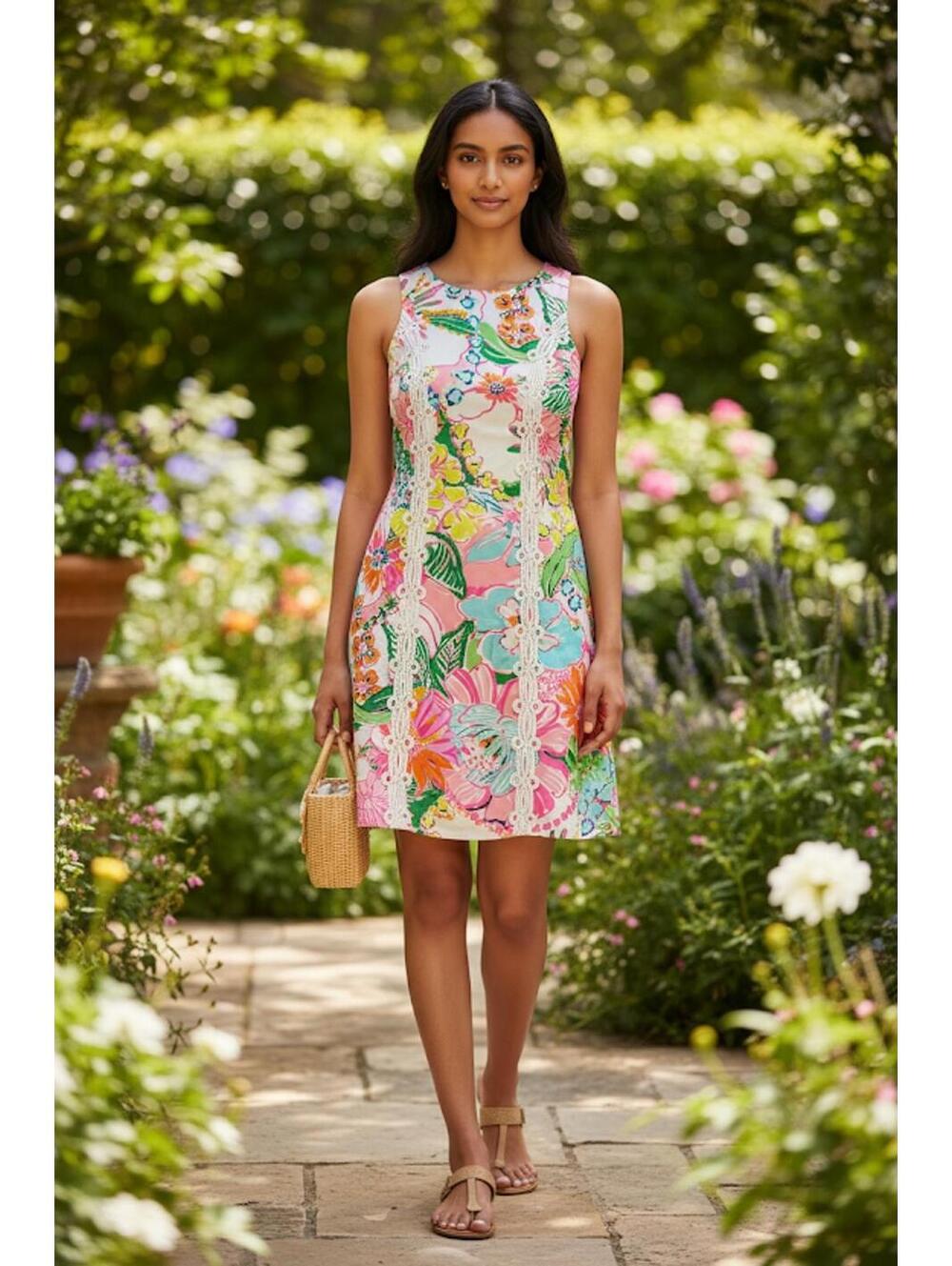 Lilly Pulitzer for Target Pink, Green, Blue Floral Shift Dress